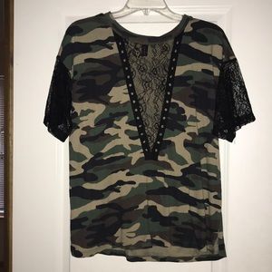 Lace camp t shirt